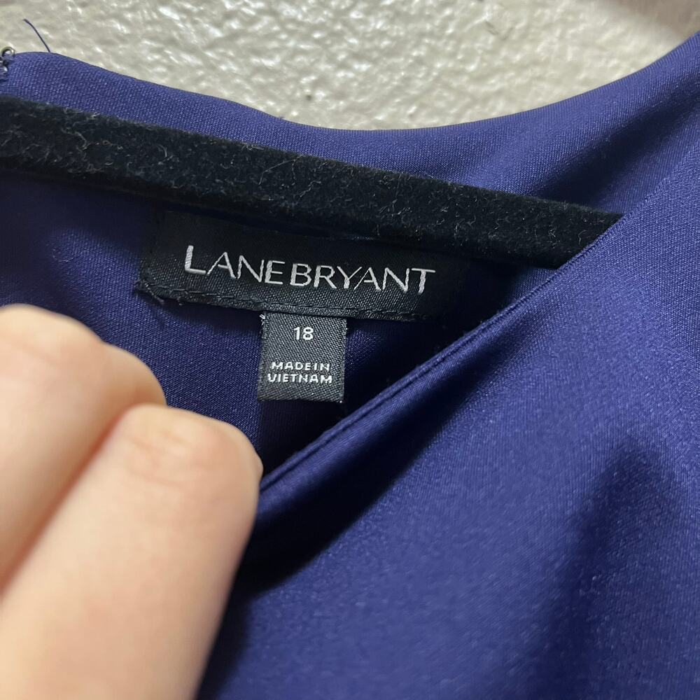 Lane Bryant Navy Blue Sheath Dress Knee Length Party Plus Size 18 Cap Sleeve - Picture 7 of 10